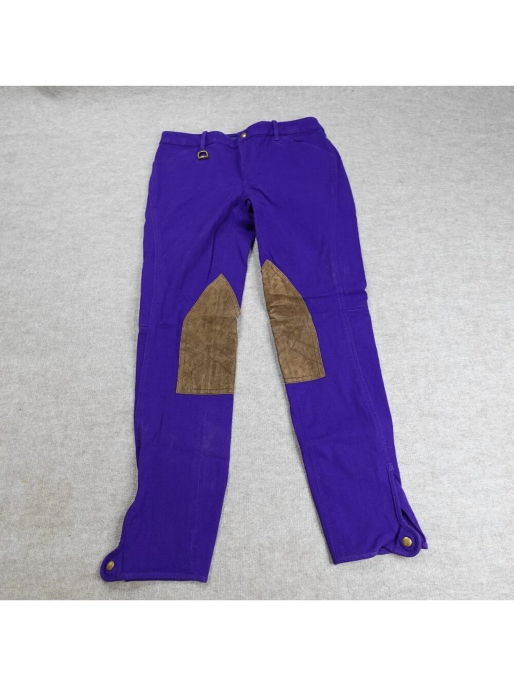 Ralph Lauren Womens Breeches 6 Purple Solid Riding Calf Leather Pants